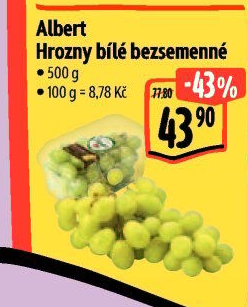 Hrozny bílé bezsemenné Albert