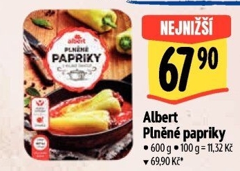 Plněné papriky v rajské omáčce mražené Albert