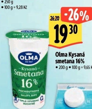 Smetana zakysaná Olma 16%