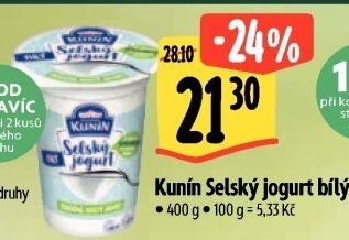 Bílý jogurt selský Mlékárna Kunín