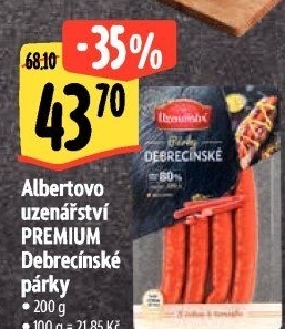 Debrecínské párky Premium Albertovo uzenářství