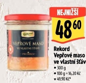 Maso vepřové ve vlastní šťávě Rekord