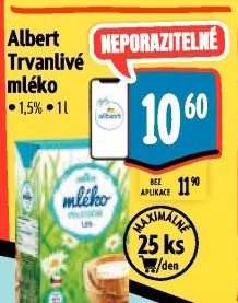 Mléko trvanlivé Albert - 1,5% polotučné