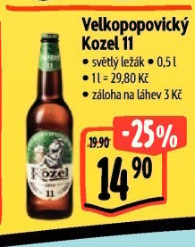 Pivo ležák 11° Velkopopovický Kozel