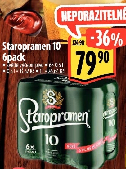 Pivo světlé výčepní 10° Staropramen