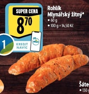 Rohlík Mlynářský žitný Albert