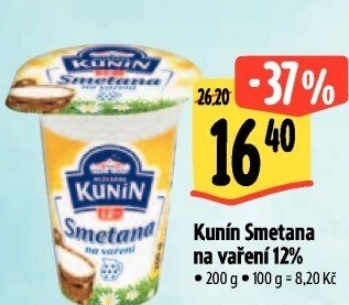 Smetana na vaření Mlékárna Kunín 12%