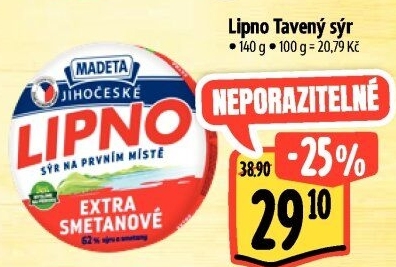 Tavený sýr Jihočeské Lipno Madeta