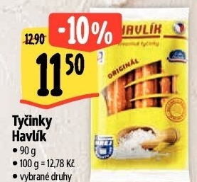 Tyčinky trvanlivé se sýrem a solí Havlík