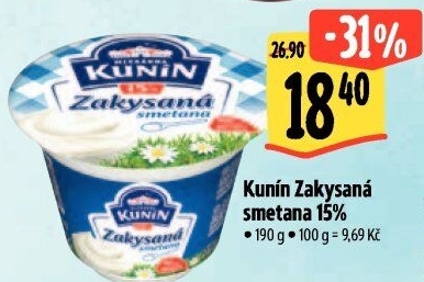 Zakysaná smetana Mlékárna Kunín 15%