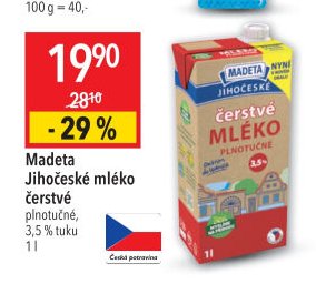 Madeta Jihočeské mléko čerstvé