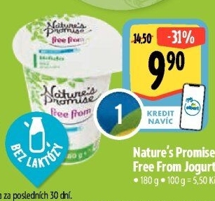 Bílý jogurt bez laktózy Free From Nature'