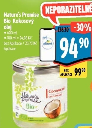 Kokosový olej bio Nature'