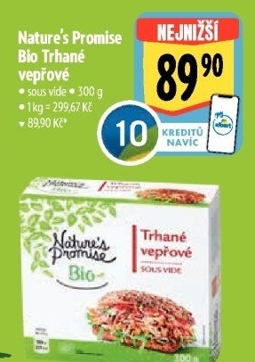 Maso vepřové trhané sous vide bio Nature'