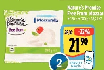 Sýr Mozzarella free from Nature'