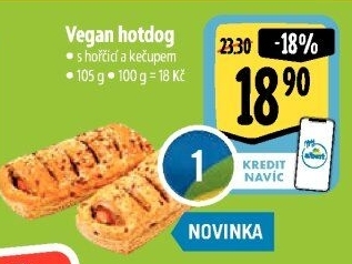 Taštička vegan hot dog