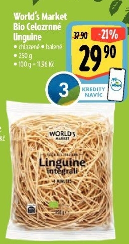 Těstoviny celozrnné chlazené Bio World'