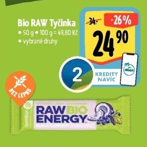 Tyčinka vegan Raw bez lepku bio Energy Bombus