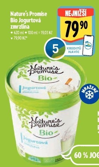 Zmrzlina jogurtová v kelímku bio Nature'