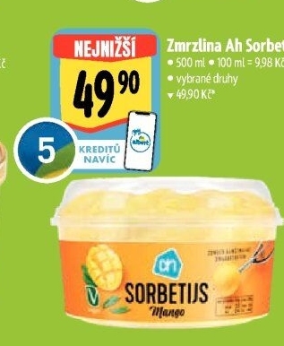 Zmrzlina sorbet v kelímku Albert Heijn