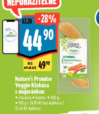 Klobása s majoránkou Veggie Nature'