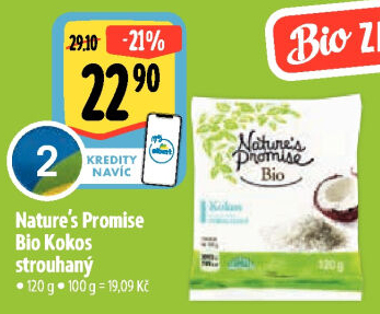 Kokos strouhaný bio Nature'