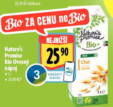 Rostlinný nápoj ovesný bio Nature'