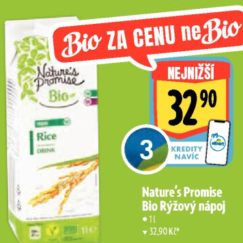Rostlinný nápoj rýžový bio Nature'