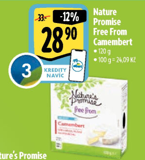 Sýr Camembert bez laktózy Free From Nature'