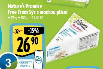 Sýr s modrou plísní free from Nature'