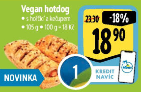 Taštička vegan hot dog