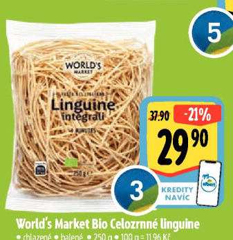 Těstoviny celozrnné chlazené Bio World'