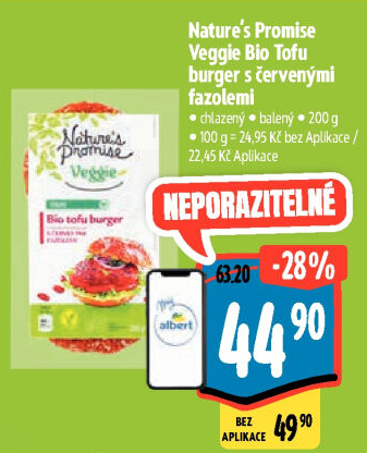 Tofu burger bio s červenými fazolemi Nature'