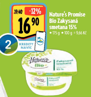 Zakysaná smetana 15% bio Nature'
