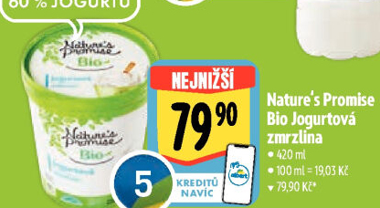 Zmrzlina jogurtová v kelímku bio Nature'