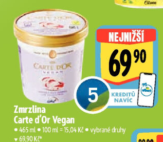 Zmrzlina v kelímku Vegan Carte D'
