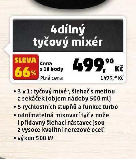 4dílný tyčový mixér
