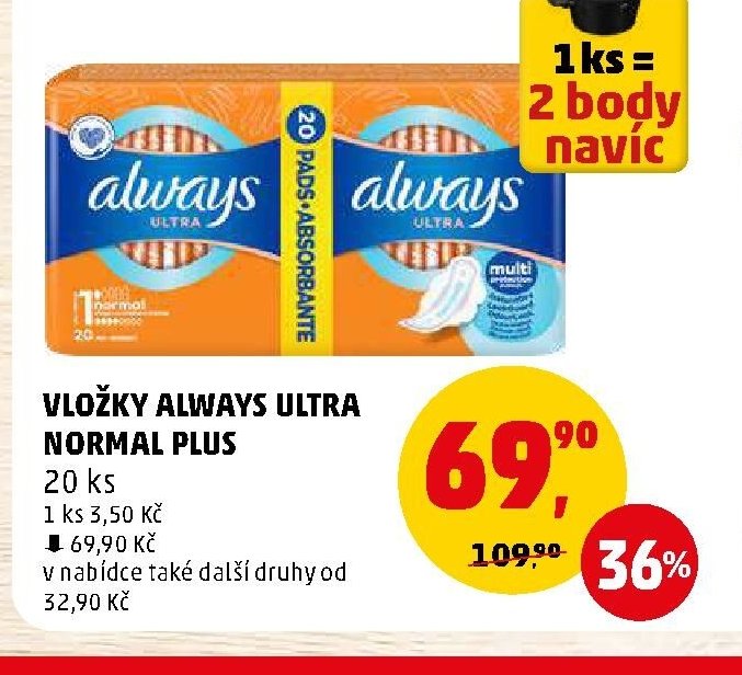 Vložky Always Ultra Normal Plus 20 ks