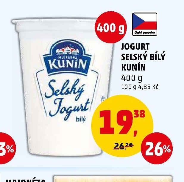 Jogurt selský bílý Kunín
