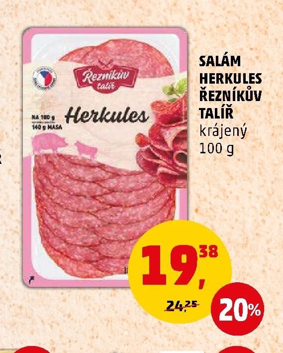 SALÁM HERKULES ŘEZNÍKŮV TALÍŘ krájený 100 g