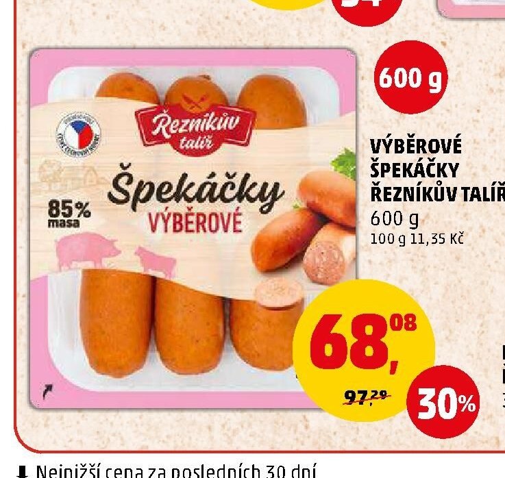 VÝBĚROVÉ ŠPEKÁČKY ŘEZNÍKŮV TALÍŘ 600 g