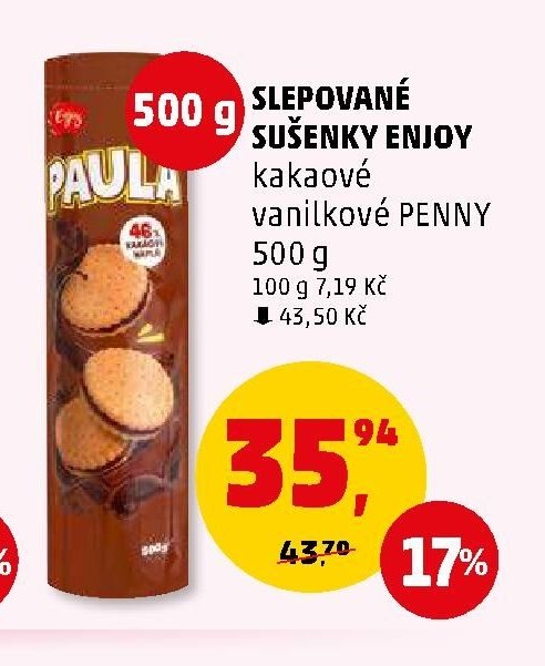 SLEPOVANÉ SUŠENKY ENJOY kakaové vanilkové PENNY 500 g