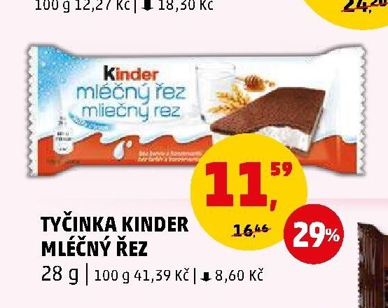 TYČINKA KINDER MLÉČNÝ ŘEZ 28 g