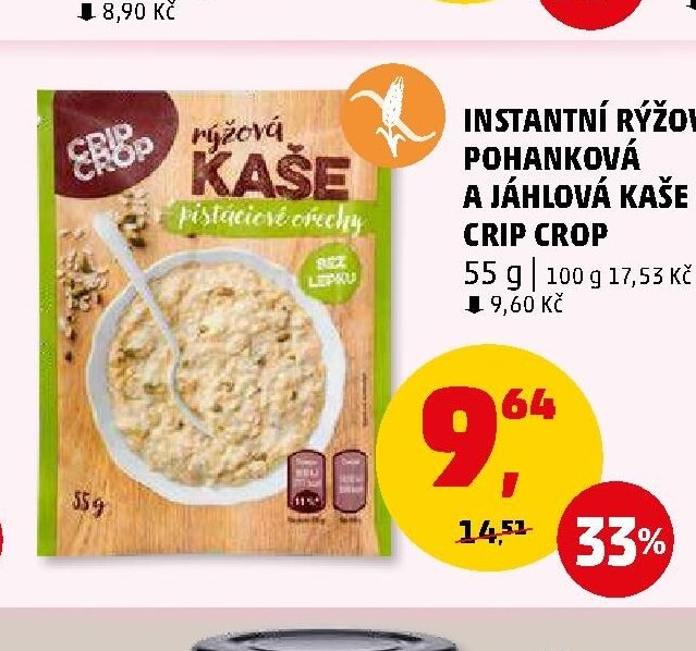 Instantní rýžová, pohanková a jáhlová kaše Crip Crop
