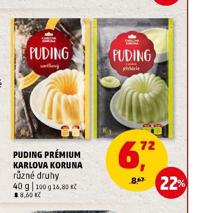 Puding Prémium Karlova Koruna různé druhy