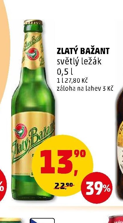 Zlatý Bažant světlý ležák 0,5 l