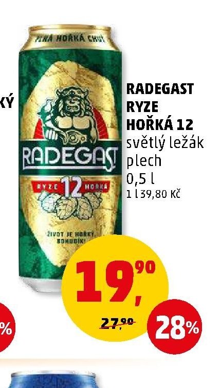 Radegast Ryze Hořká 12 světlý ležák plech 0,5 l