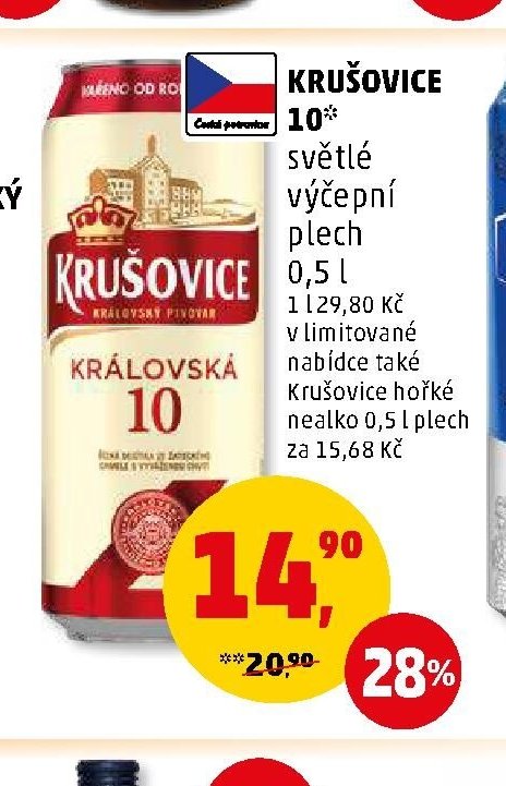 Krušovice 10° světlé výčepní plech 0,5 l
