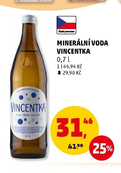 MINERÁLNÍ VODA VINCENTKA 0,7 l