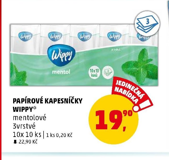 PAPÍROVÉ KAPESNÍČKY WIPPY mentolové